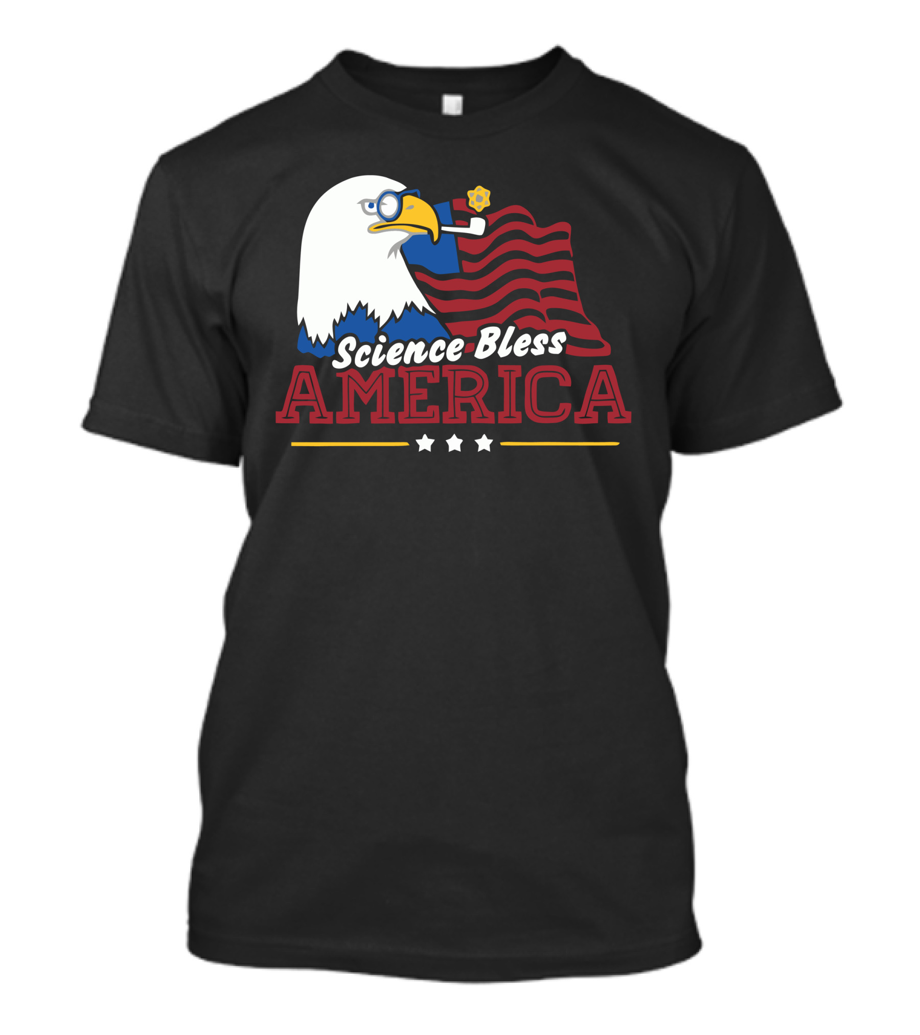 Science Bless America Bald Eagle With Pipe And Stars T-Shirt