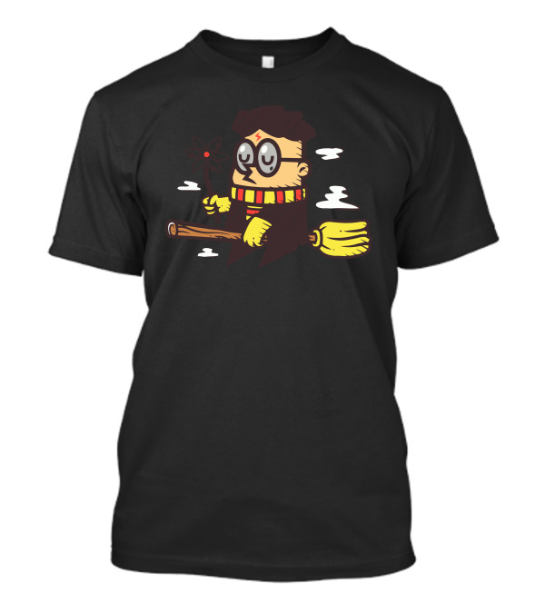 Science Wizard Floating With Atomic Wand And Broomstick T-Shirt