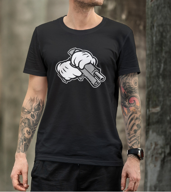 Sniper Cartoon Gloves Holding Gun T-Shirt