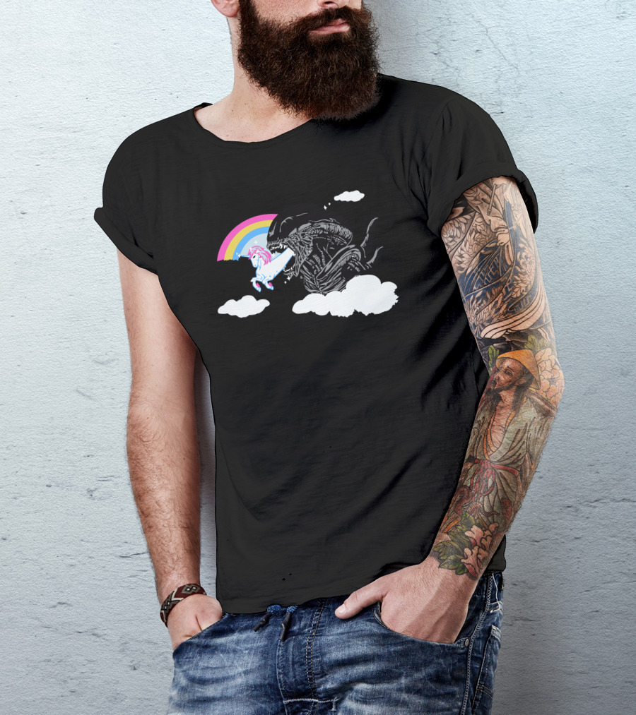 Alien Unicorn Rainbow Encounter Fantasy T-Shirt