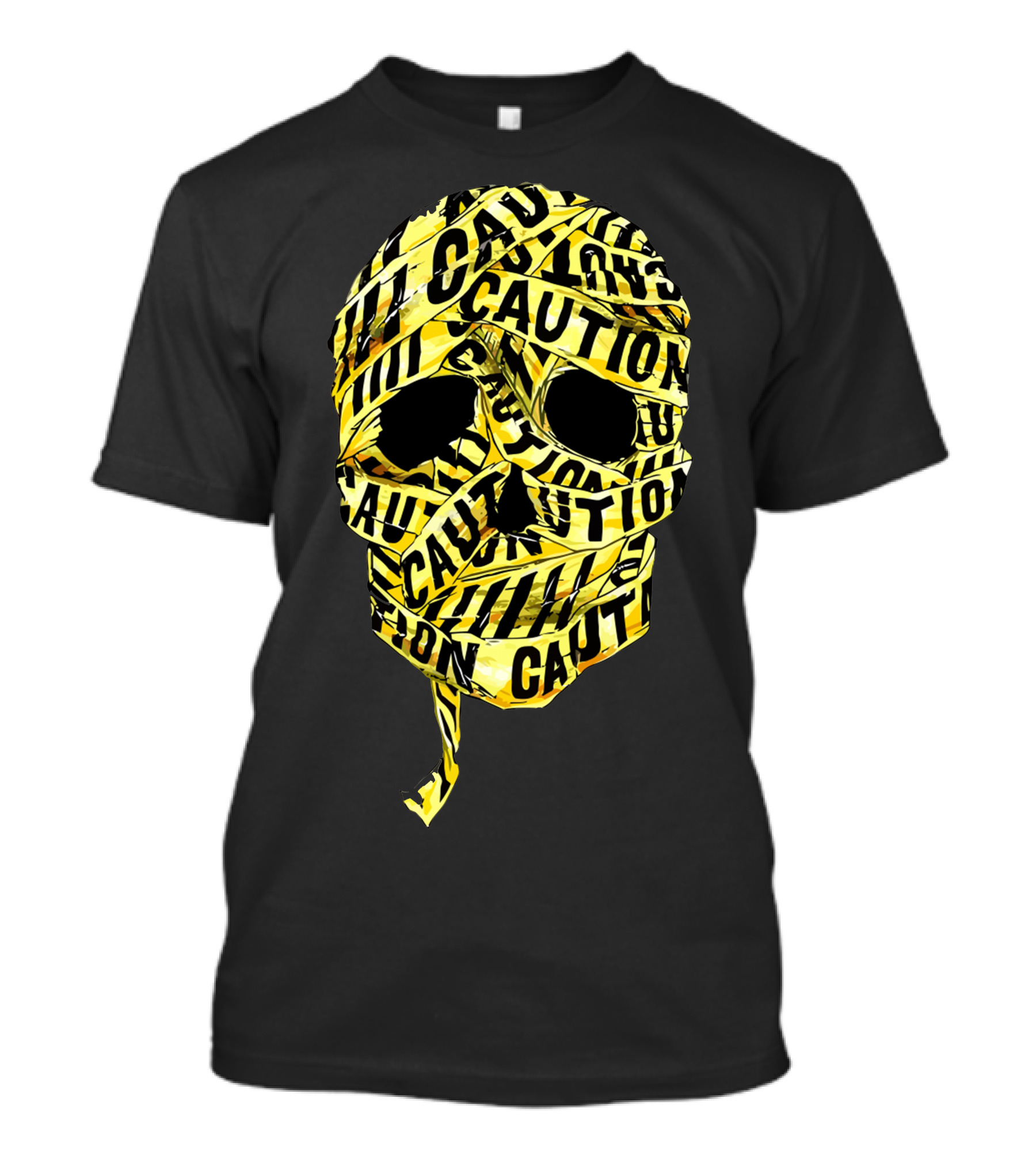 Caution Tape Wrapped Skull T-Shirt