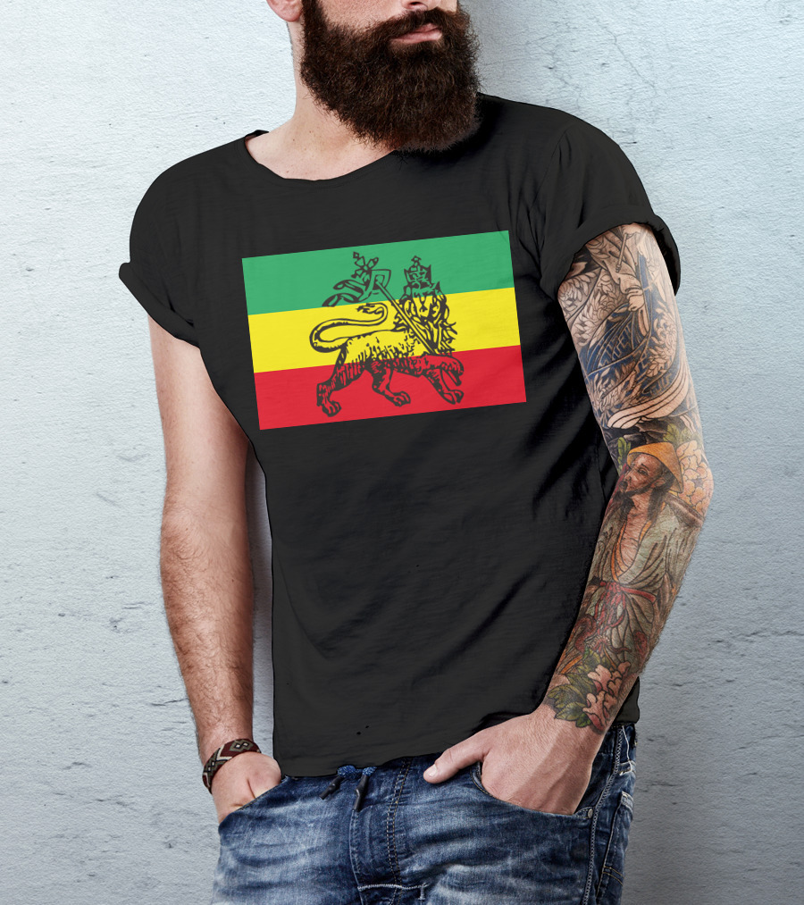 Ethiopia Reggae Rasta Lion Of Judah Flag T-Shirt