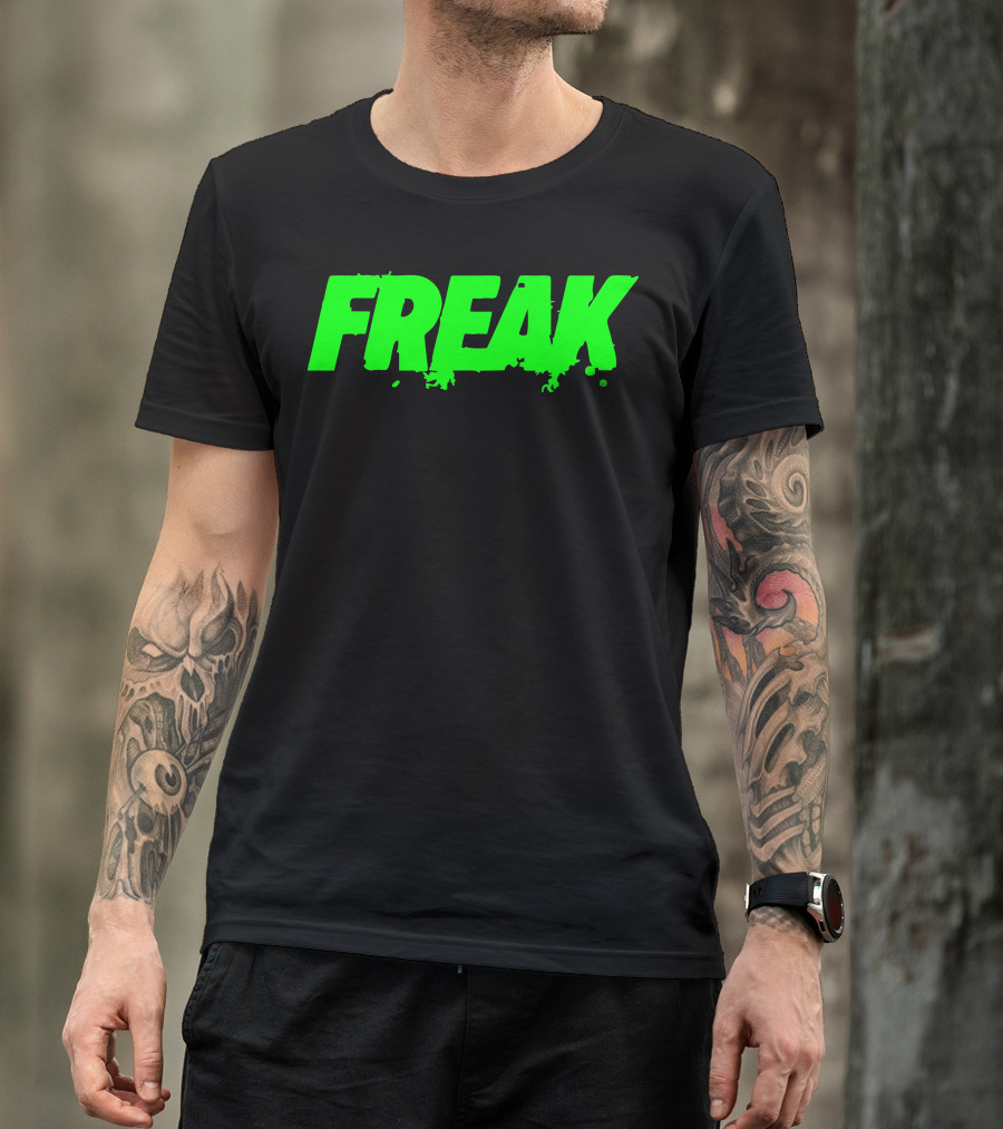 Freak Neon Green Splatter Text T-Shirt