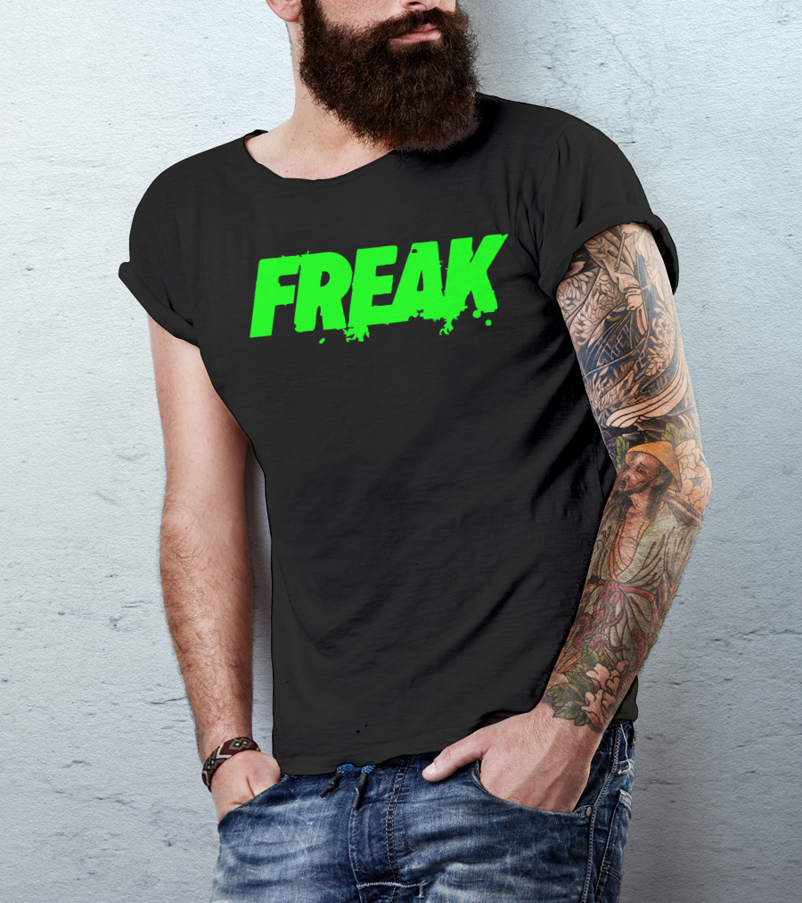 Freak Neon Green Splatter Text T-Shirt