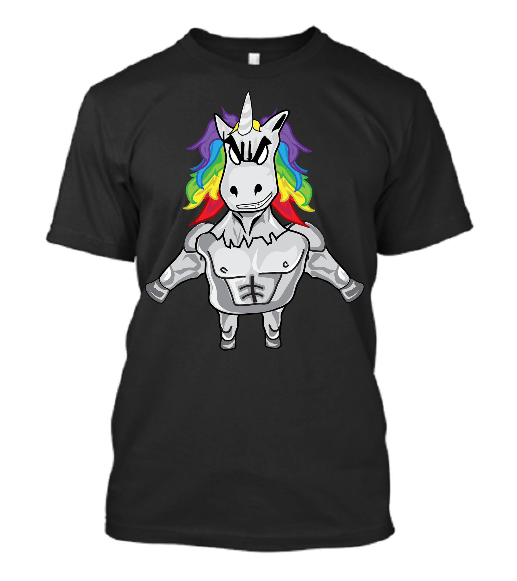 Gym Unicorn Muscle Rainbow Mane T-Shirt