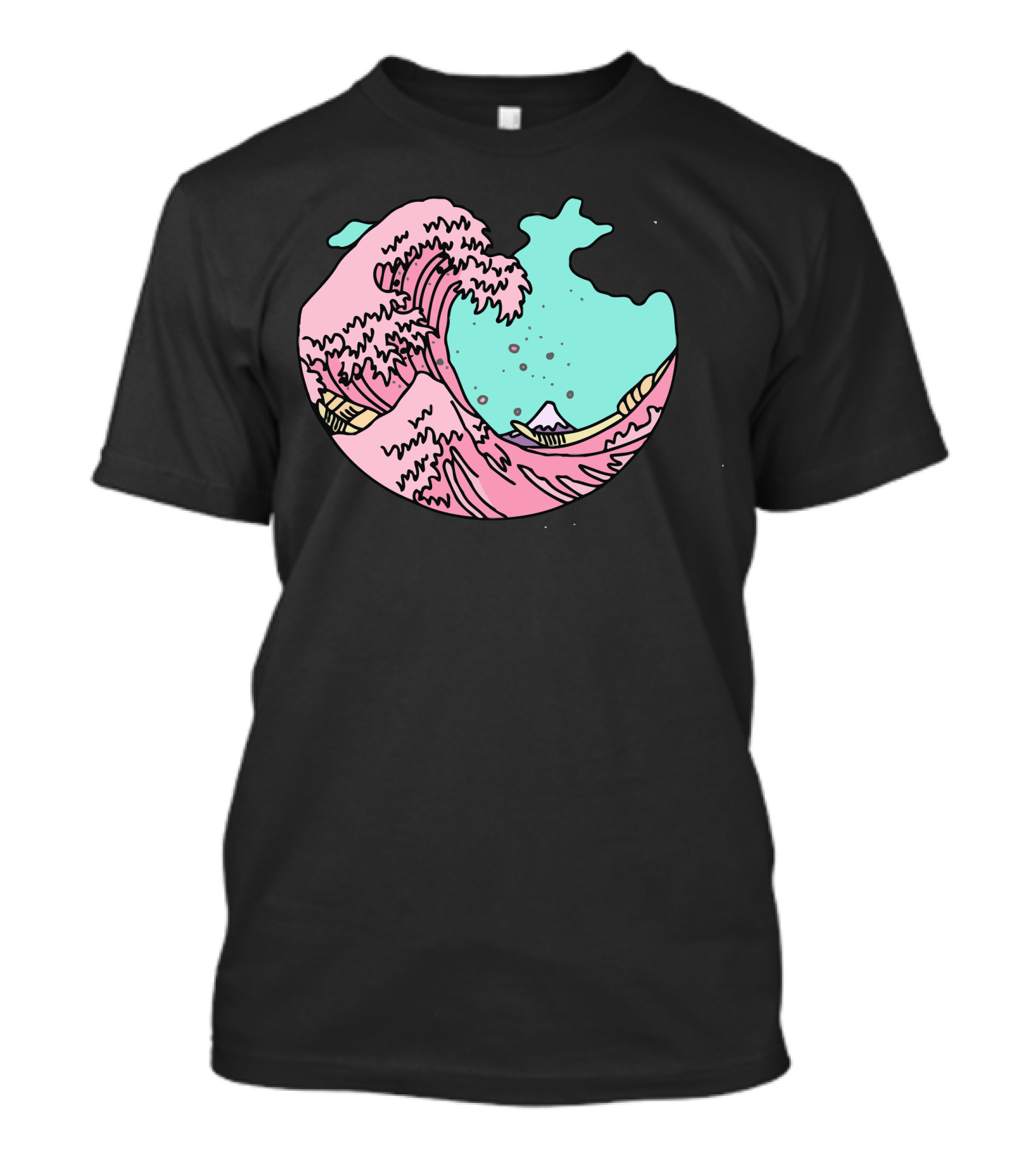 Japanese Pastel Kawaii Anime Meme Surf Beach Wave Ocean Aesthetic T-Shirt
