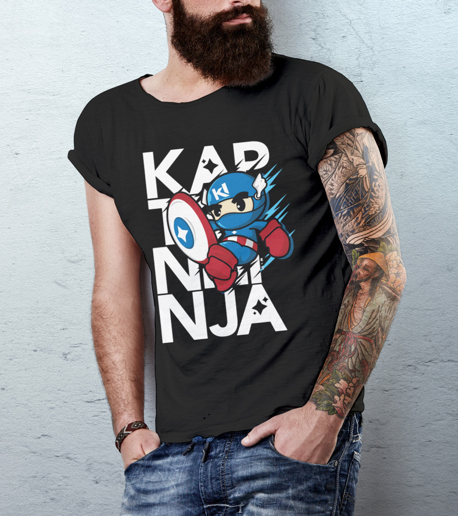 Kaptainninja Captain America Style Ninja Hero T-Shirt