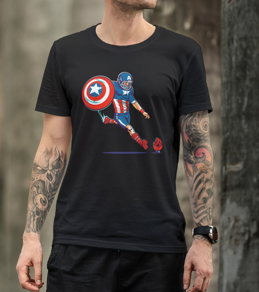 Captain America Football Kickoff Heroic Play T-Shirt