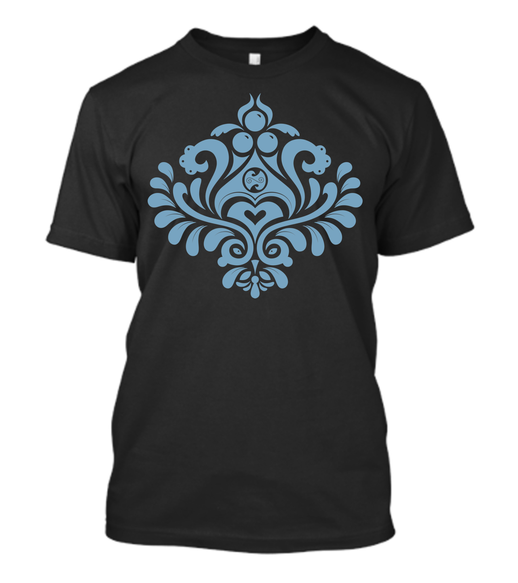 Labyrinth Damask Blue Floral Ornamental T-Shirt