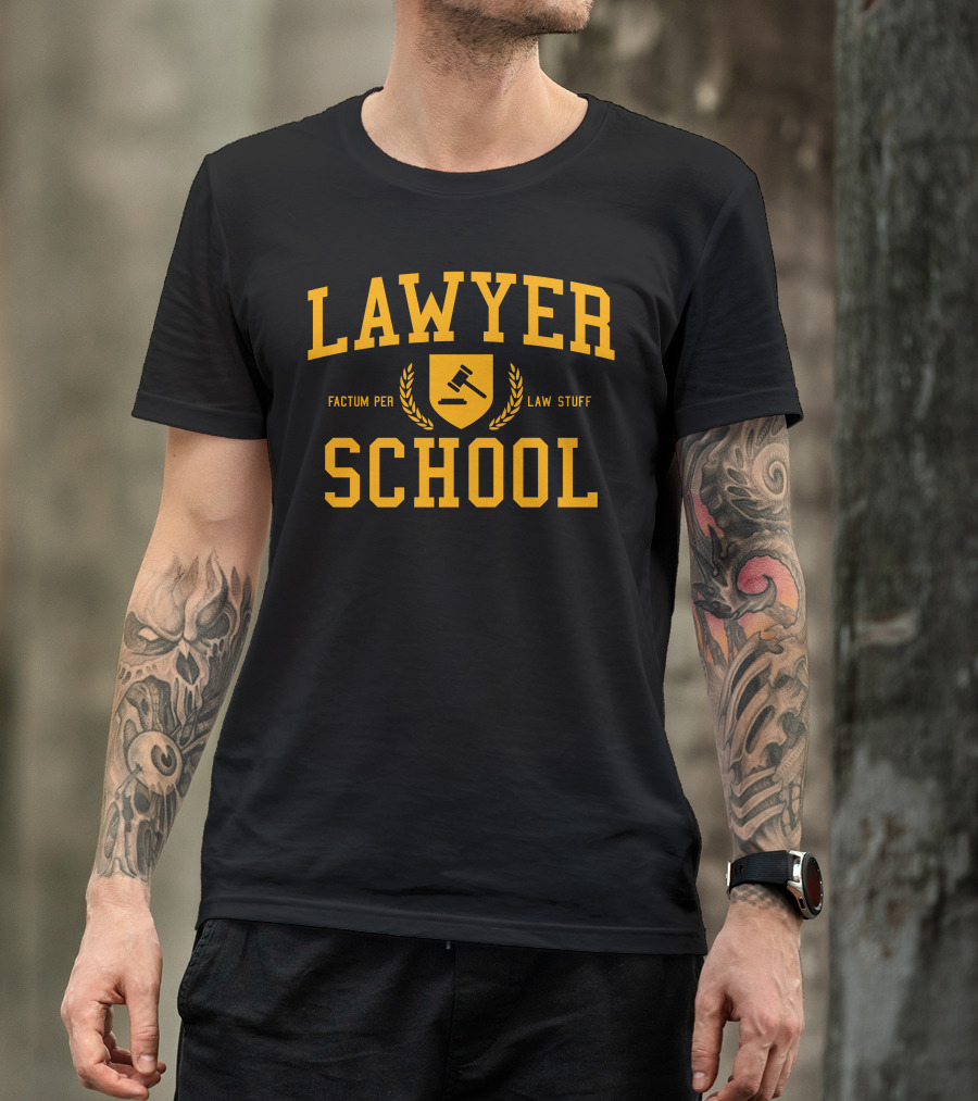 Lawyer School Factum Per Law Stuff Gavel Shield Emblem T-Shirt