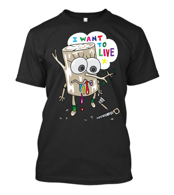 I Want To Live Leaf Cartoon T-Shirt
