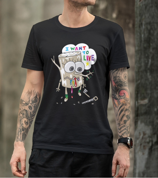 I Want To Live Leaf Cartoon T-Shirt