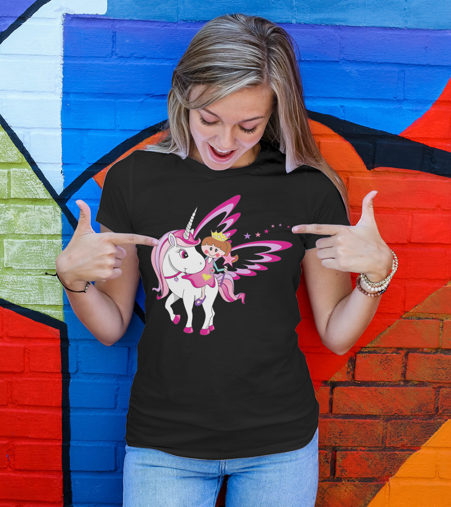 Let's Go My Little Unicorn With Princess And Magical Wings T-Shirt