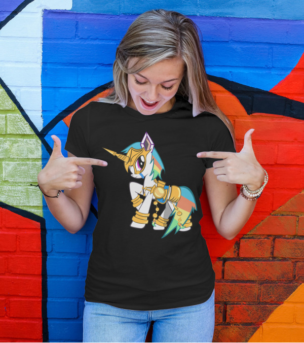 Robotic Baby Unicorn Gold Armor Rainbow Mane T-Shirt