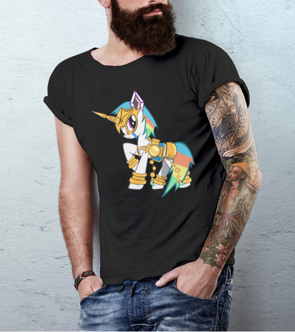 Robotic Baby Unicorn Gold Armor Rainbow Mane T-Shirt