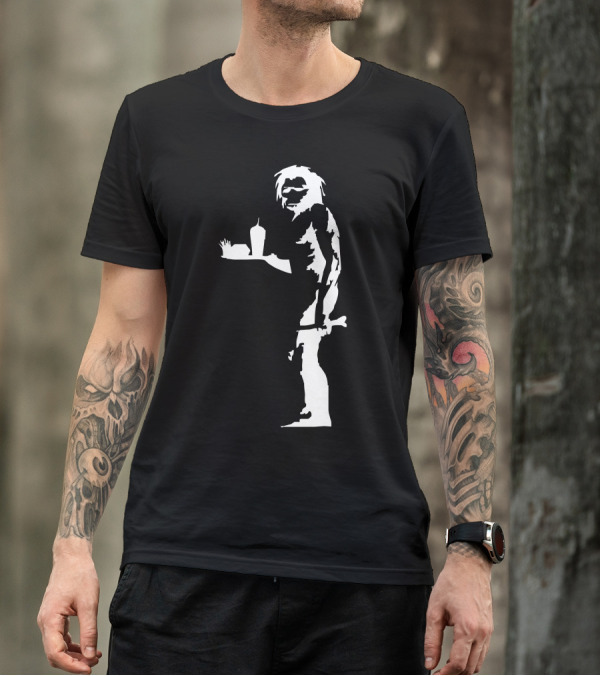 Stabilitees Banksy Graffiti Caveman With Junk Food Stencil T-Shirt
