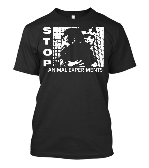 STOP Animal Experiments Activist Message With Monkeys In Cage T-Shirt