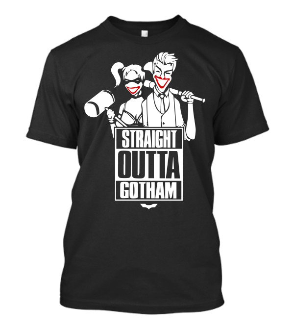 Straight Outta Gotham Joker Harley Quinn Bat T-Shirt