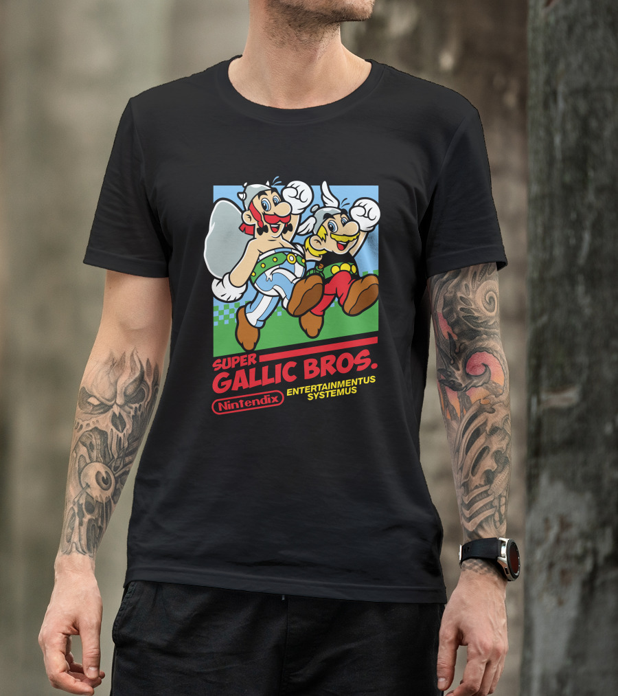 Super Gallic Bros Nintendo Entertainmentus Systemus T-Shirt