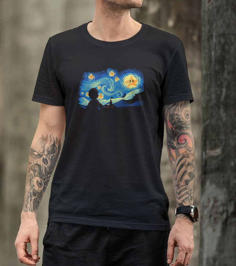 Super Starry Night Mario-Inspired Starry Sky T-Shirt