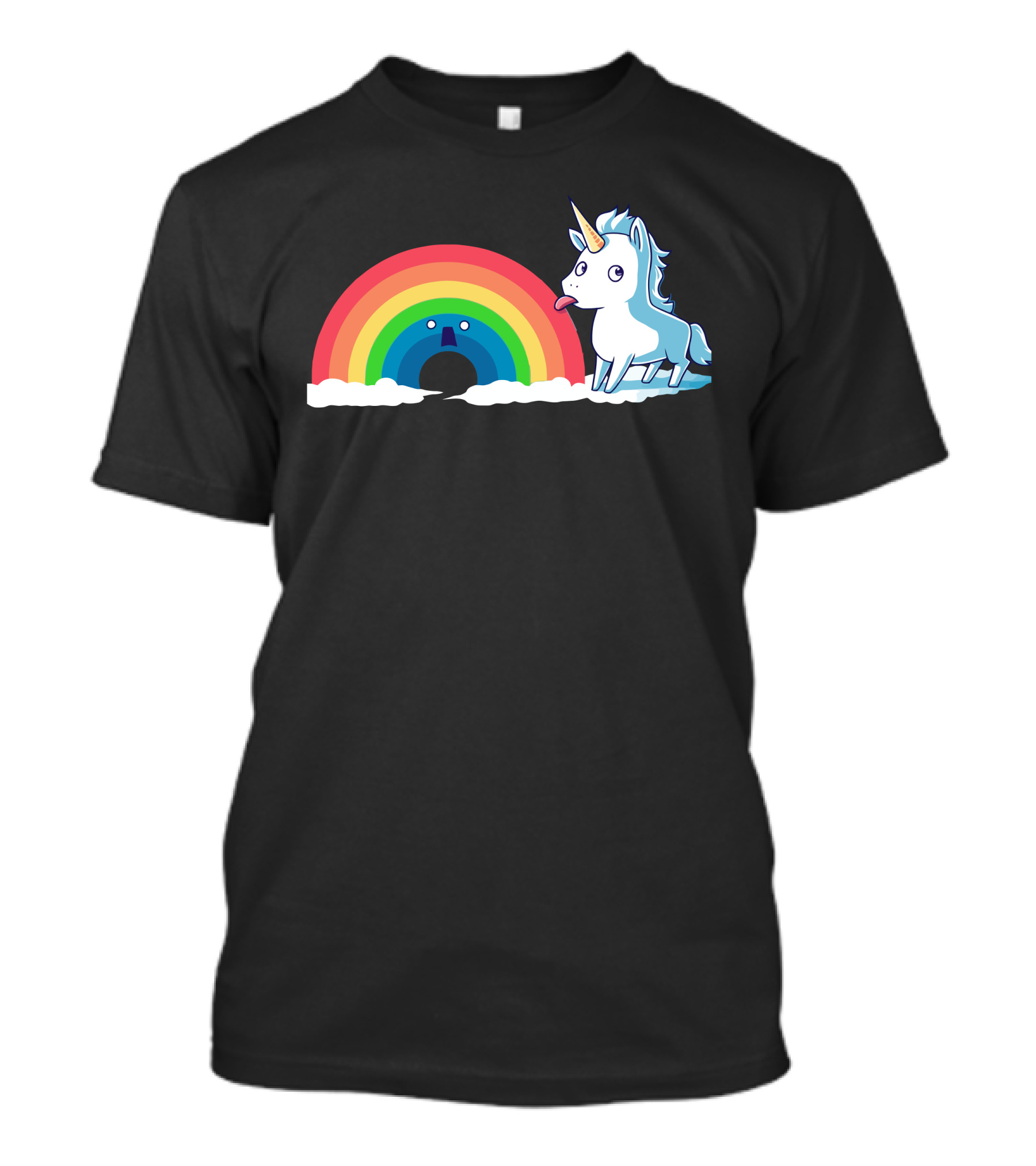 Unicorn Eats Tasty Rainbow With Surprised Face T-Shirt