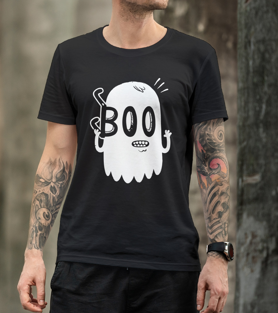 Boo Awkward Ghost Holding Eyeglasses T-Shirt
