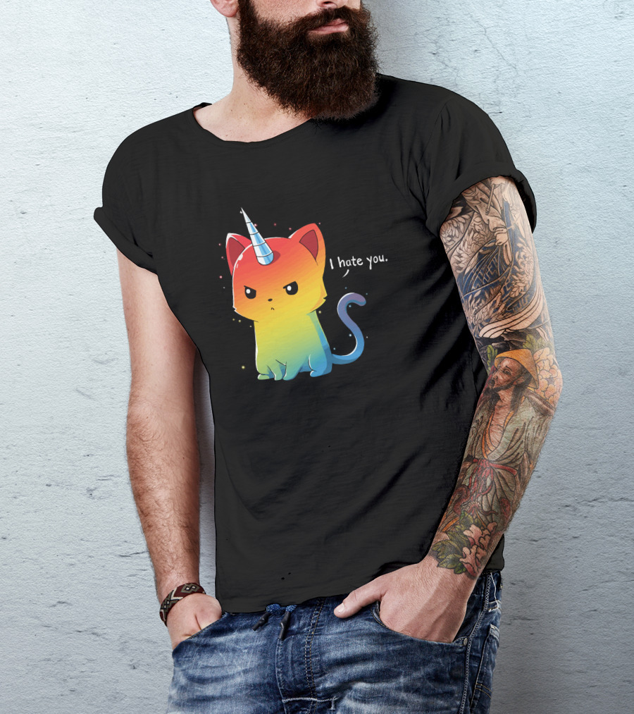 I Hate You Rainbow Unicorn Cat Kittencorn T-Shirt