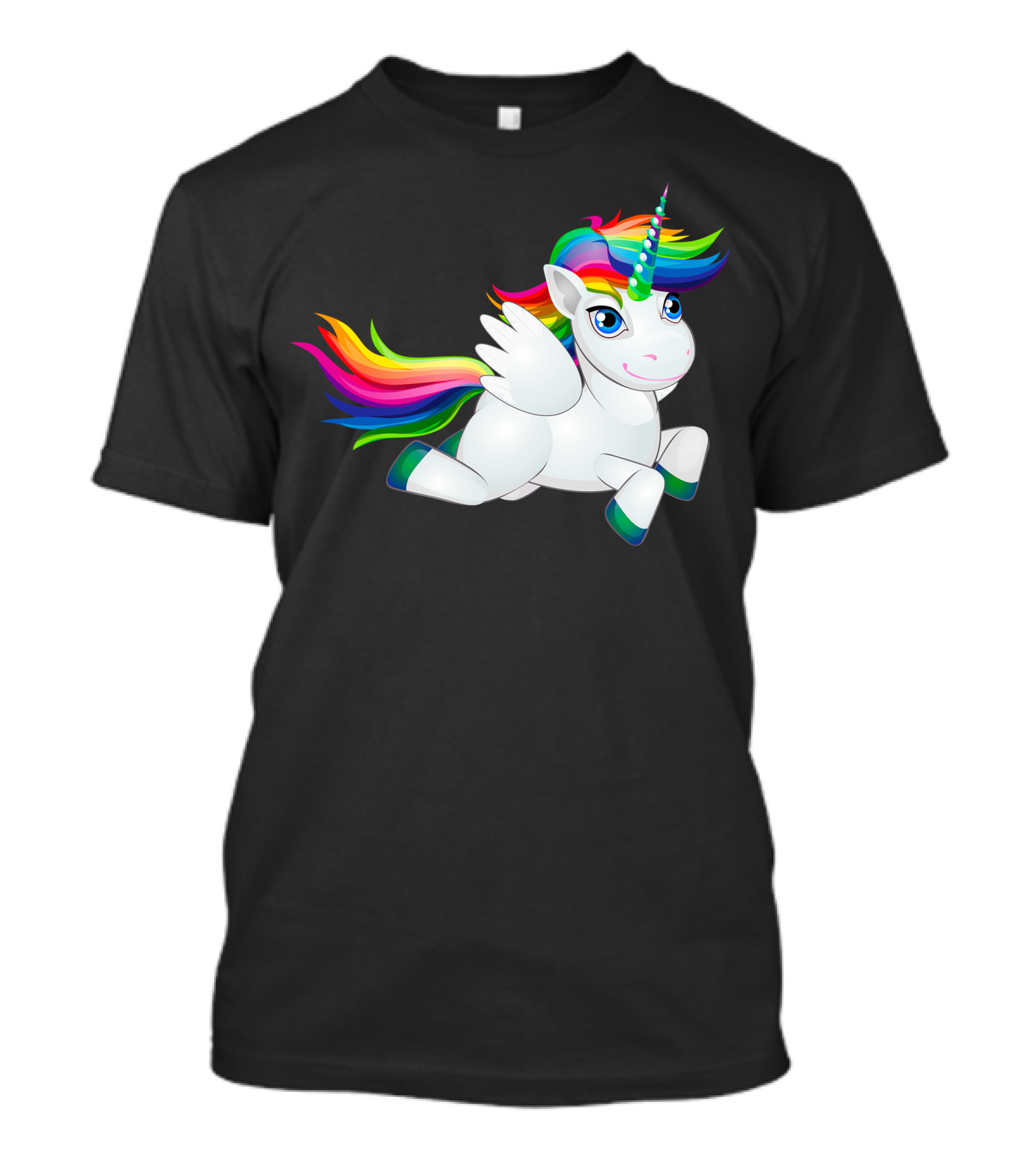 The Unicorn Rainbow Mane And Tail Cartoon Pegasus T-Shirt