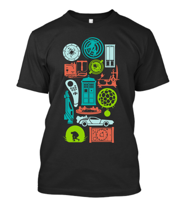 Time Machines Icons TARDIS Delorean Sci-Fi Adventure T-Shirt