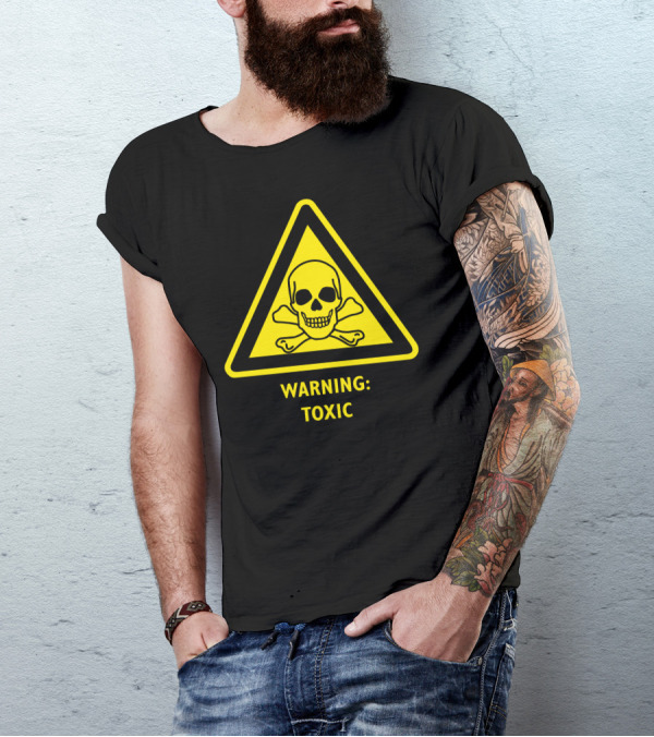 Warning Toxic Hazard Skull And Crossbones Laboratory Poison Substance Warning T-Shirt