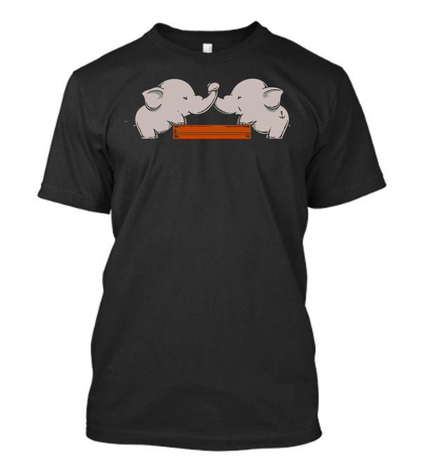 Elephant Trunk Arm Wrestling Contest With Orange Platform T-Shirt