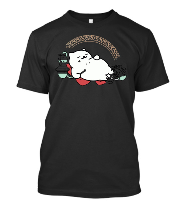 Tubbs The Hutt Cat Sitting On Throne With Arched Background And Hookah T-Shirt