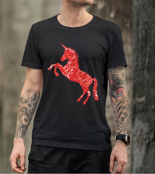 Unicorn Red Geometric T-Shirt