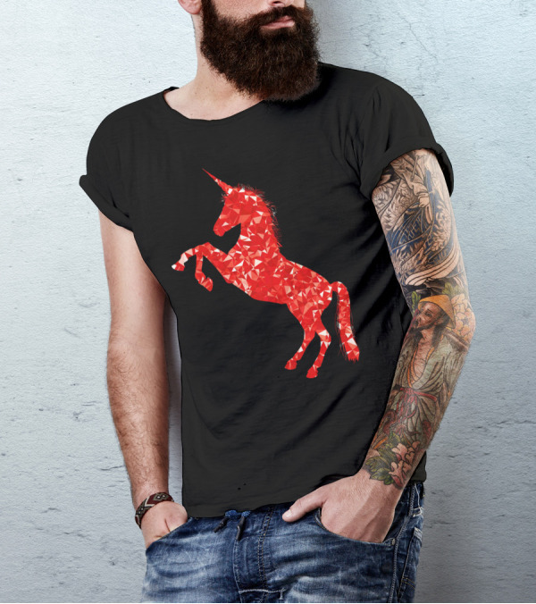 Unicorn Red Geometric T-Shirt