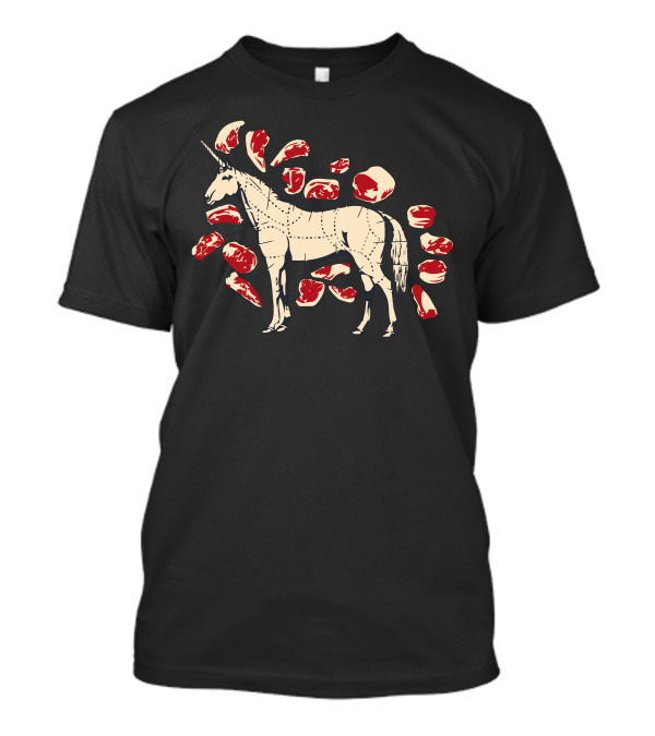 Unicorn Meat Cuts Diagram With Butchered Steak Pieces T-Shirt