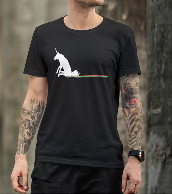 Unicorn Leaving A Rainbow Trail While Sitting T-Shirt