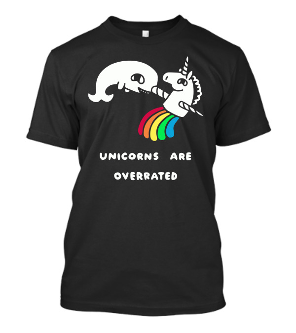 Unicorns Are Overrated Narwhal Rainbow Battle T-Shirt