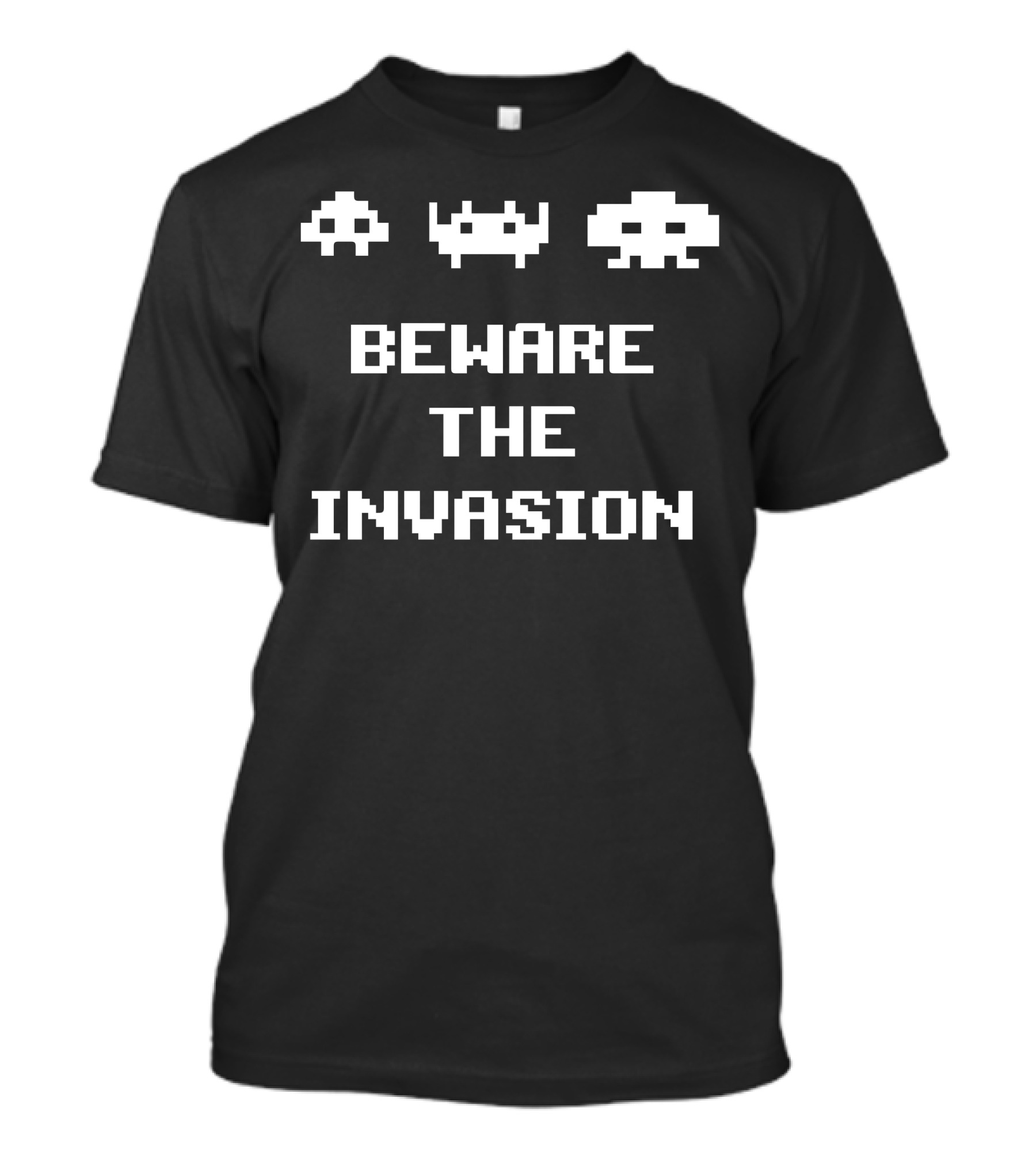 Beware The Invasion Uomo Space Invaders Anni T-Shirt