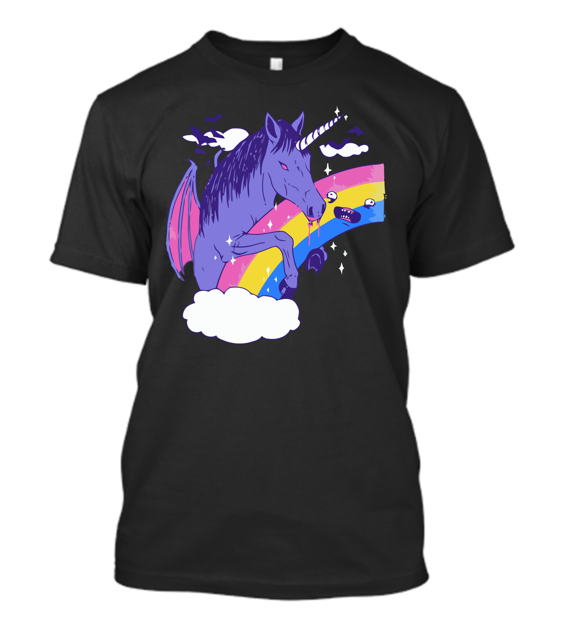 Vampcorn Rainbow Vampire Unicorn With Wings And Cloud Bats T-Shirt