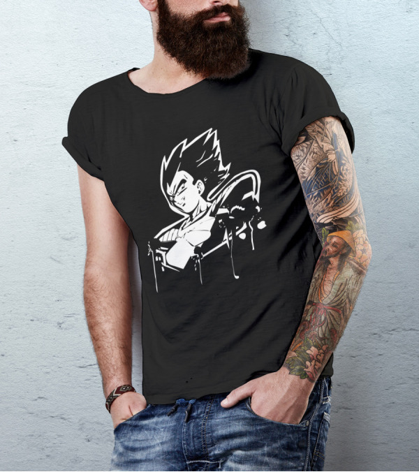 Vegeta Black And White Graphic Dragonball T-Shirt