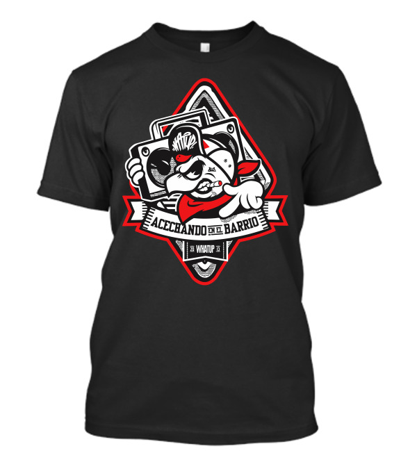 Acechando En El Barrio Watup Boombox Character With Red Bandana T-Shirt
