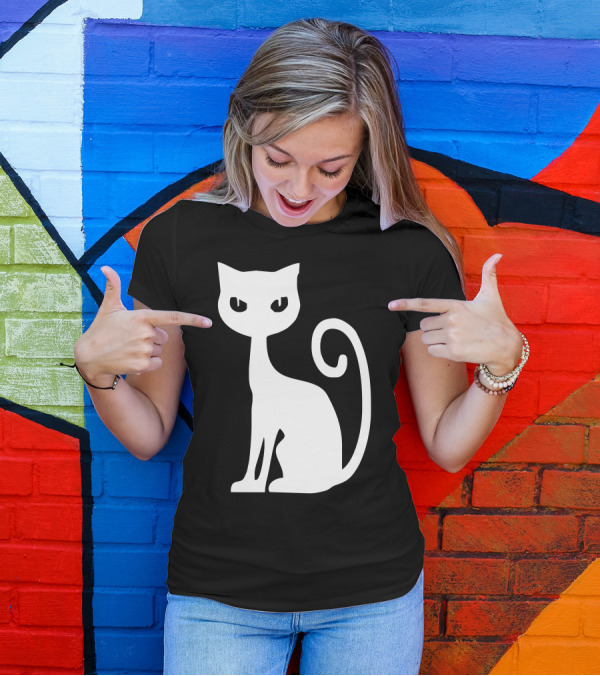 White Cat Silhouette T-Shirt