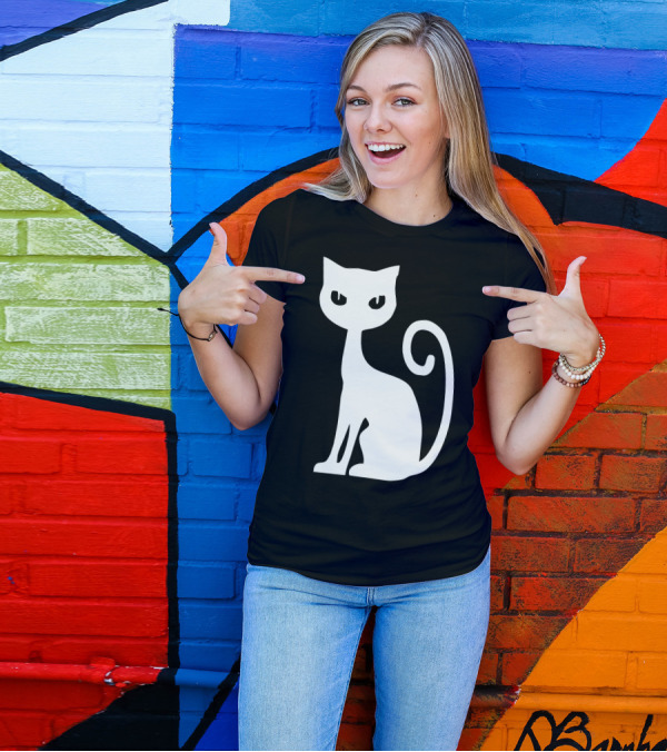 White Cat Silhouette T-Shirt