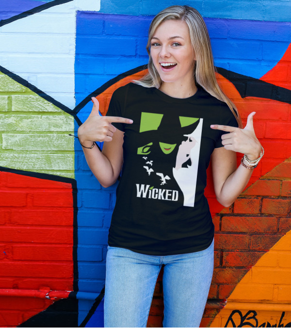 Wicked Broadway Musical Wizard Of Oz Green Witch White T-Shirt