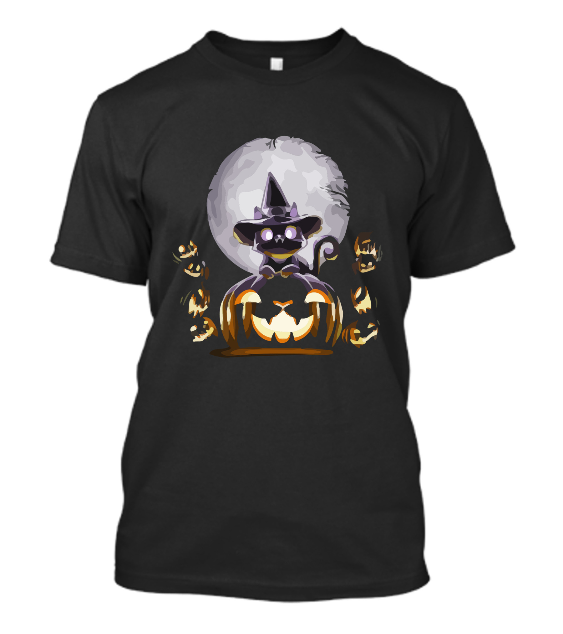 Enchanting Witch Cat And Pumpkin Under The Full Moon T-Shirt