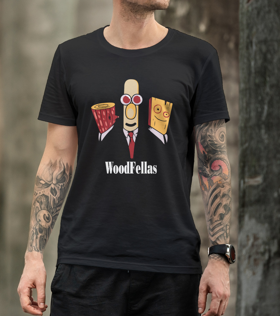 Woodfellas Wood Log Cartoon Characters In Suits T-Shirt