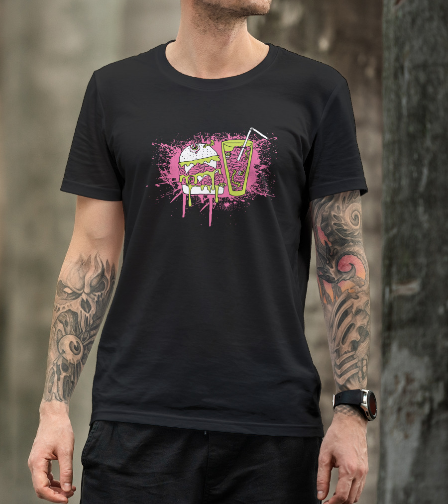 Zombie Burger Brain Splatter Drink Combo T-Shirt