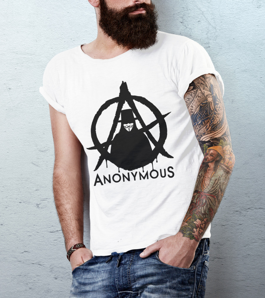 Anarchy Symbol With Guy Fawkes Mask Anonymous T-Shirt