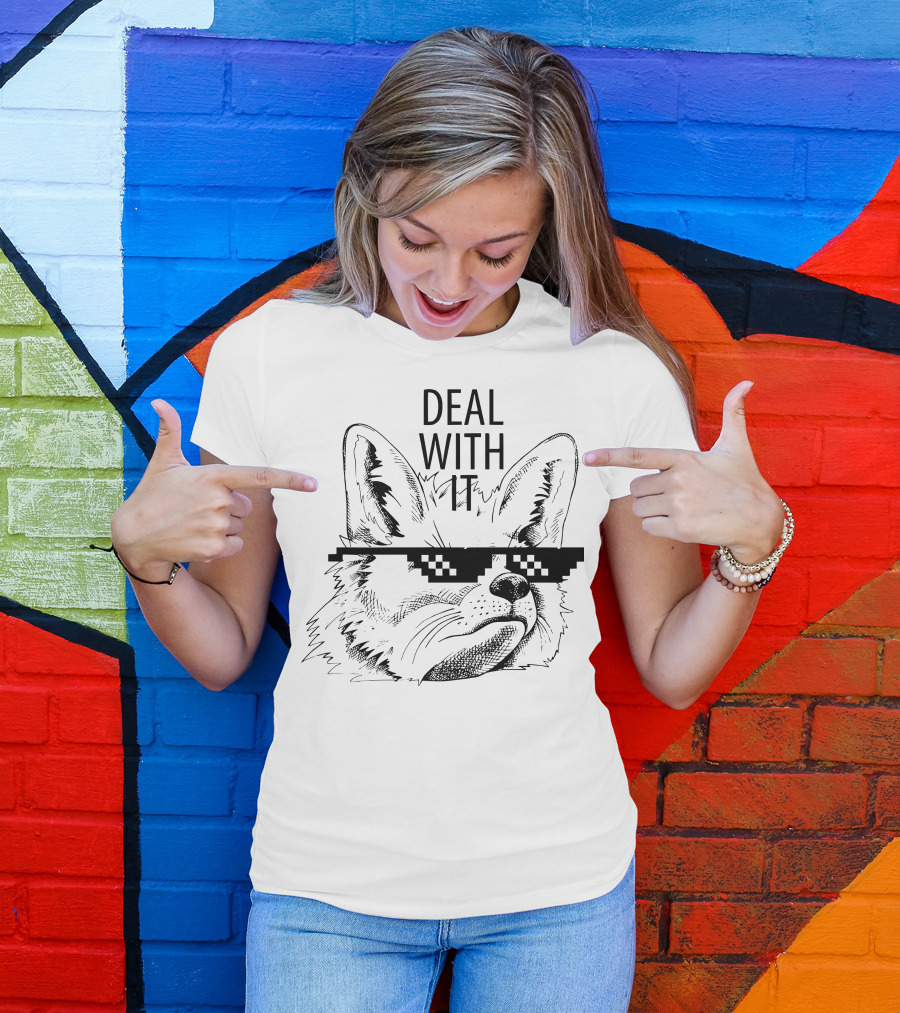 DEAL WITH IT Sunglasses Fox T-Shirt
