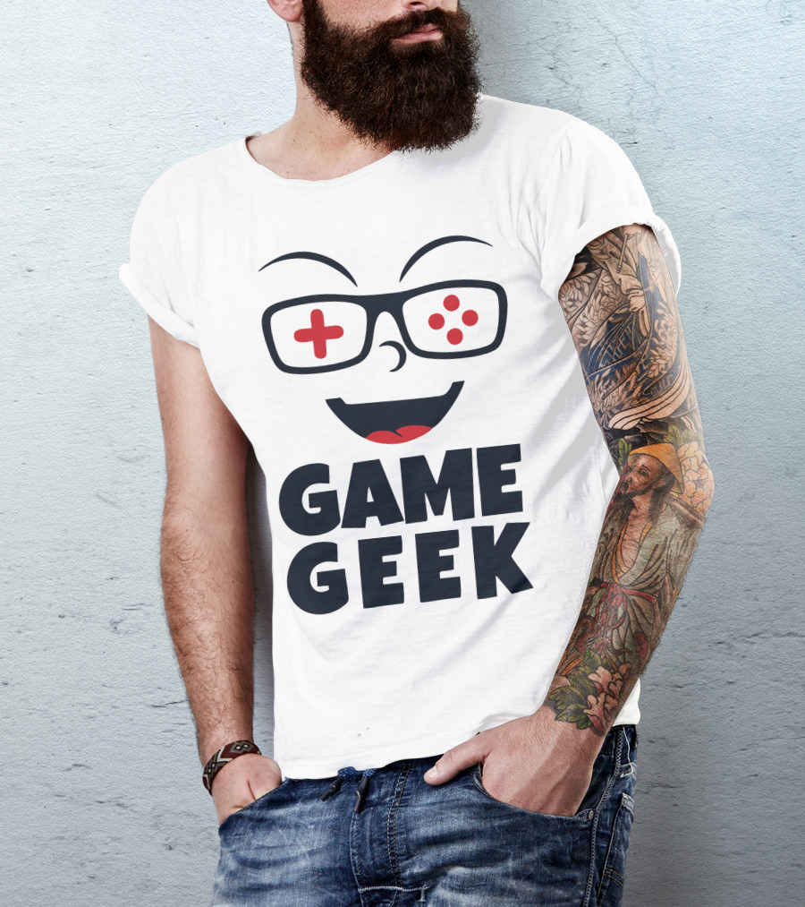 Game Geek Controller Glasses Smile T-Shirt